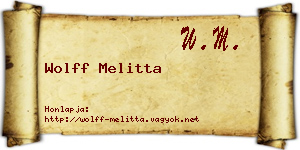 Wolff Melitta névjegykártya